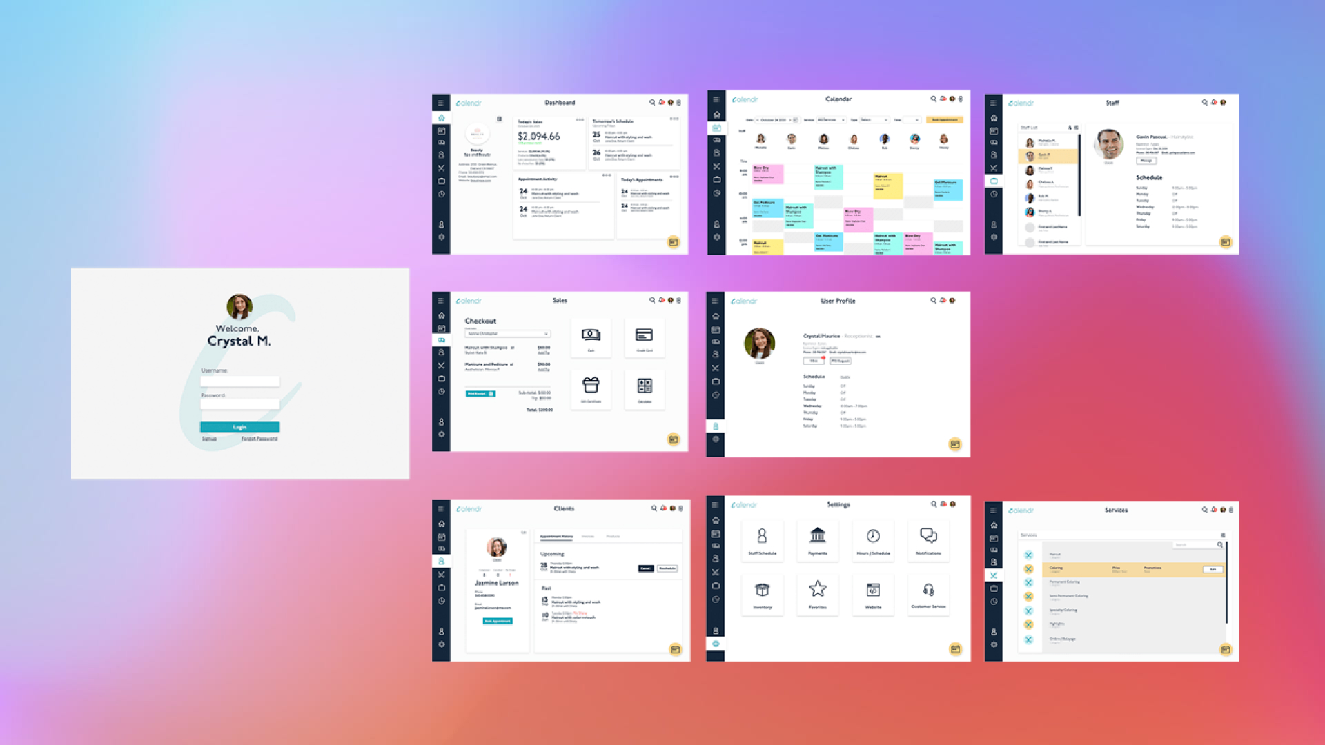 Calendr wireframes